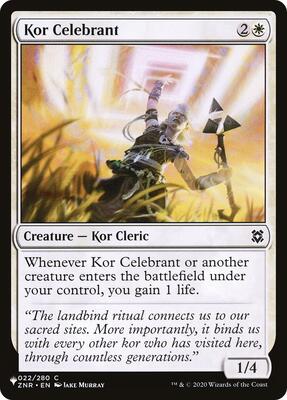 Kor Celebrant card from The List Reprints