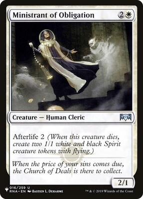 Ministrant of Obligation card from The List Reprints