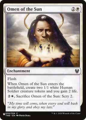 Omen of the Sun card from The List Reprints