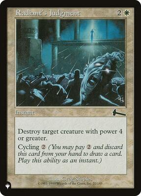 Radiant's Judgment card from The List Reprints