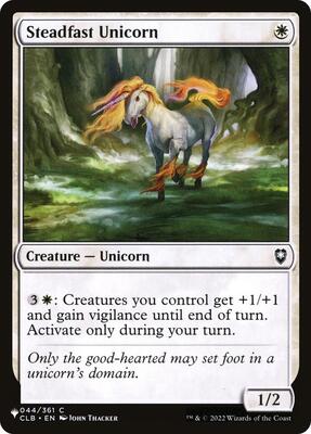 Steadfast Unicorn card from The List Reprints