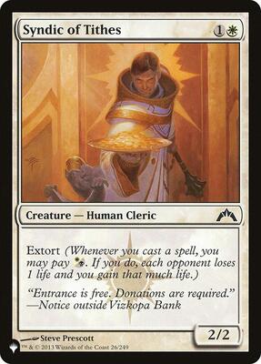 Syndic of Tithes card from The List Reprints