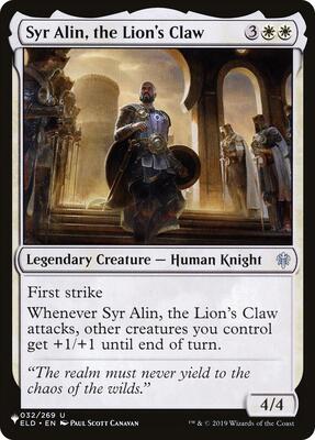 Syr Alin, the Lion's Claw card from The List Reprints