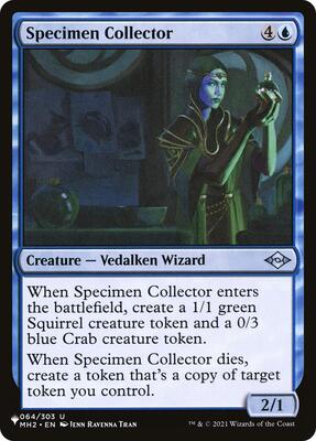 Specimen Collector card from The List Reprints