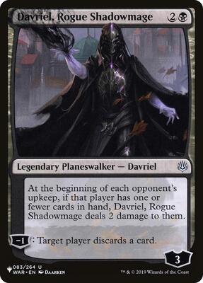 Davriel, Rogue Shadowmage card from The List Reprints