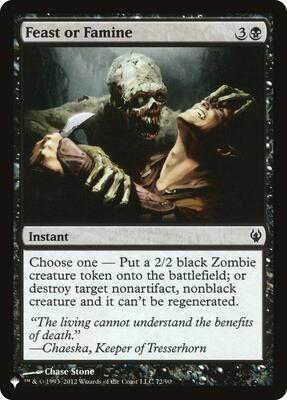 Feast or Famine card from The List Reprints