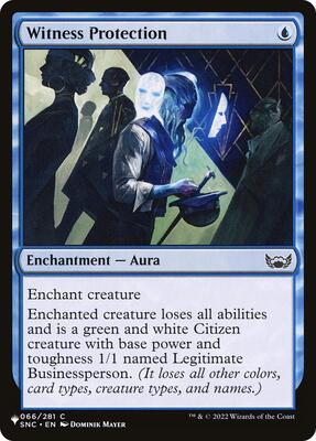 Witness Protection card from The List Reprints
