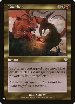 Backlash card from The List Reprints