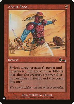 About Face card from The List Reprints