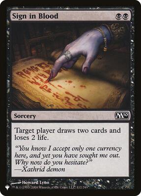 Sign in Blood (M10) card from The List Reprints