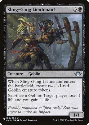 Sling-Gang Lieutenant card from The List Reprints