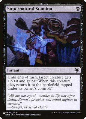 Supernatural Stamina card from The List Reprints