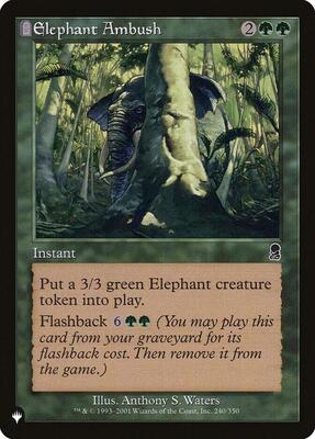 Elephant Ambush card from The List Reprints