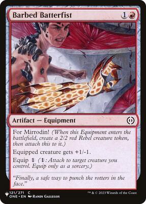 Barbed Batterfist card from The List Reprints