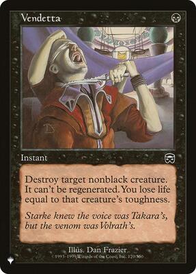 Vendetta card from The List Reprints