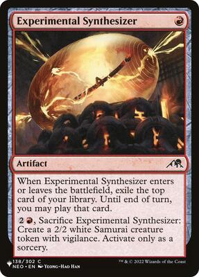 Experimental Synthesizer card from The List Reprints