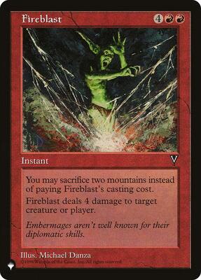 Fireblast card from The List Reprints