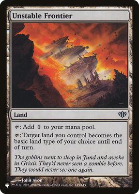Unstable Frontier card from The List Reprints