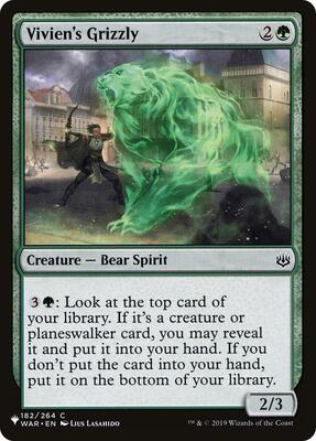 Vivien's Grizzly card from The List Reprints