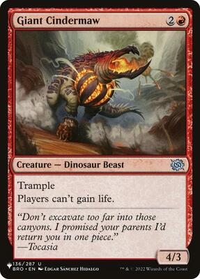 Giant Cindermaw card from The List Reprints