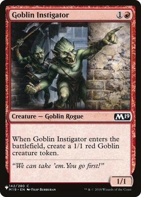Goblin Instigator card from The List Reprints