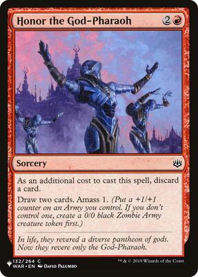 Honor the God-Pharaoh card from The List Reprints