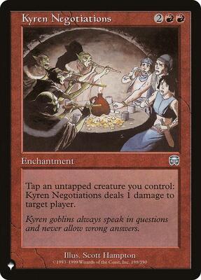 Kyren Negotiations card from The List Reprints