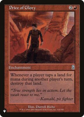 Price of Glory card from The List Reprints