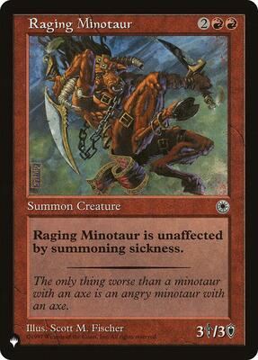 Raging Minotaur card from The List Reprints