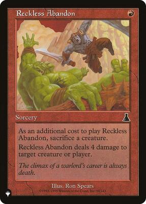 Reckless Abandon card from The List Reprints
