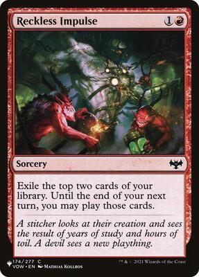 Reckless Impulse card from The List Reprints