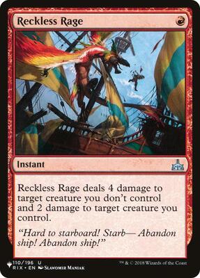 Reckless Rage card from The List Reprints