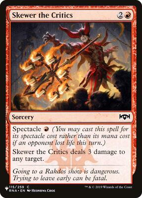 Skewer the Critics card from The List Reprints