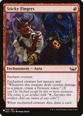 Sticky Fingers card from The List Reprints