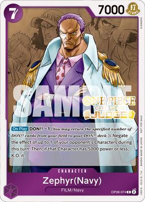 Zephyr (Navy) (Judge Pack Vol. 4) card from One Piece Promotion Cards