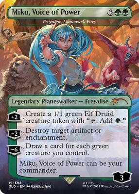 Miku, Voice of Power - Freyalise, Llanowar's Fury card from Secret Lair Drop Series