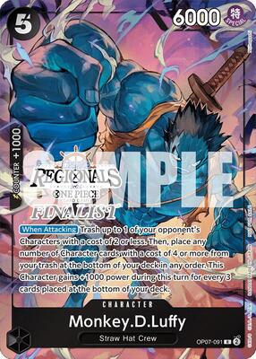 Monkey.D.Luffy (091) (Online Regional 2024 Vol. 3) [Finalist] card from One Piece Promotion Cards