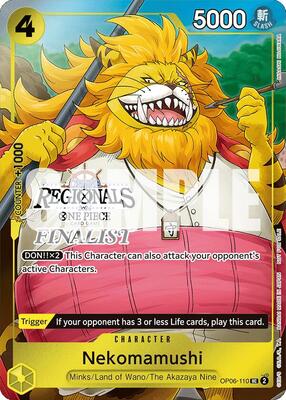 Nekomamushi (Online Regional 2024 Vol. 3) [Finalist] card from One Piece Promotion Cards