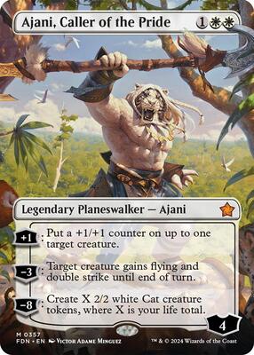 Ajani, Caller of the Pride (Borderless) card from Foundations