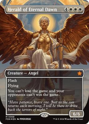 Herald of Eternal Dawn (Borderless) (Mana Foil) card from Foundations