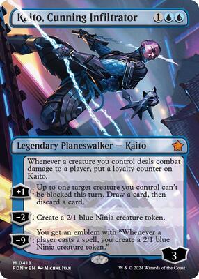 Kaito, Cunning Infiltrator (Borderless) (Mana Foil) card from Foundations