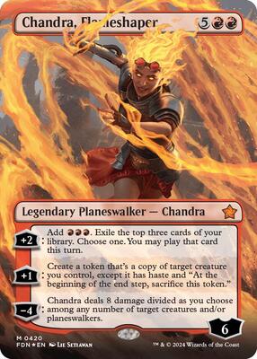 Chandra, Flameshaper (Borderless) (Mana Foil) card from Foundations