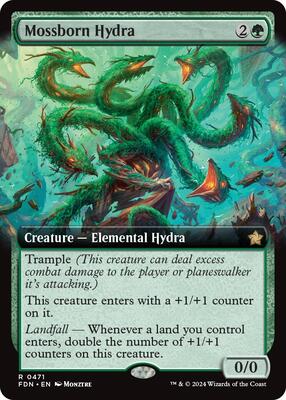 Mossborn Hydra (Extended Art) card from Foundations