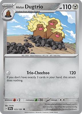 Alolan Dugtrio - 123/191 card from SV08: Surging Sparks