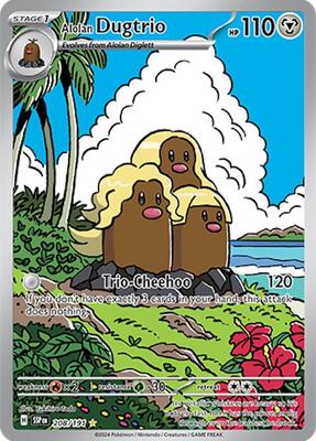 Alolan Dugtrio - 208/191 card from SV08: Surging Sparks