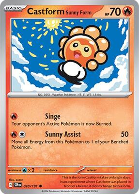 Castform Sunny Form - 020/191 card from SV08: Surging Sparks