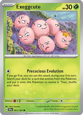 Exeggcute - 001/191 card from SV08: Surging Sparks