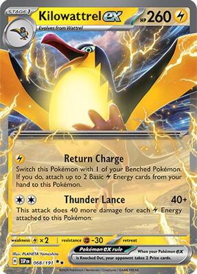 Kilowattrel ex card from SV08: Surging Sparks