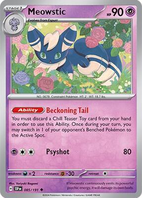 Meowstic card from SV08: Surging Sparks