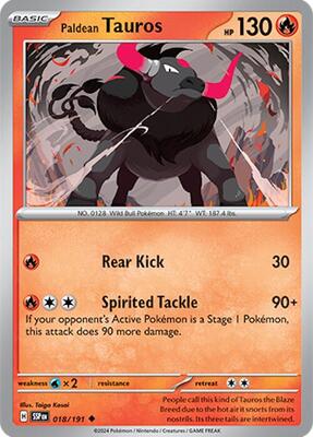 Paldean Tauros - 018/191 card from SV08: Surging Sparks